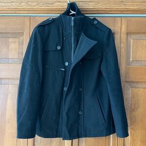 Men's Classic Black Pea Coat Jacket